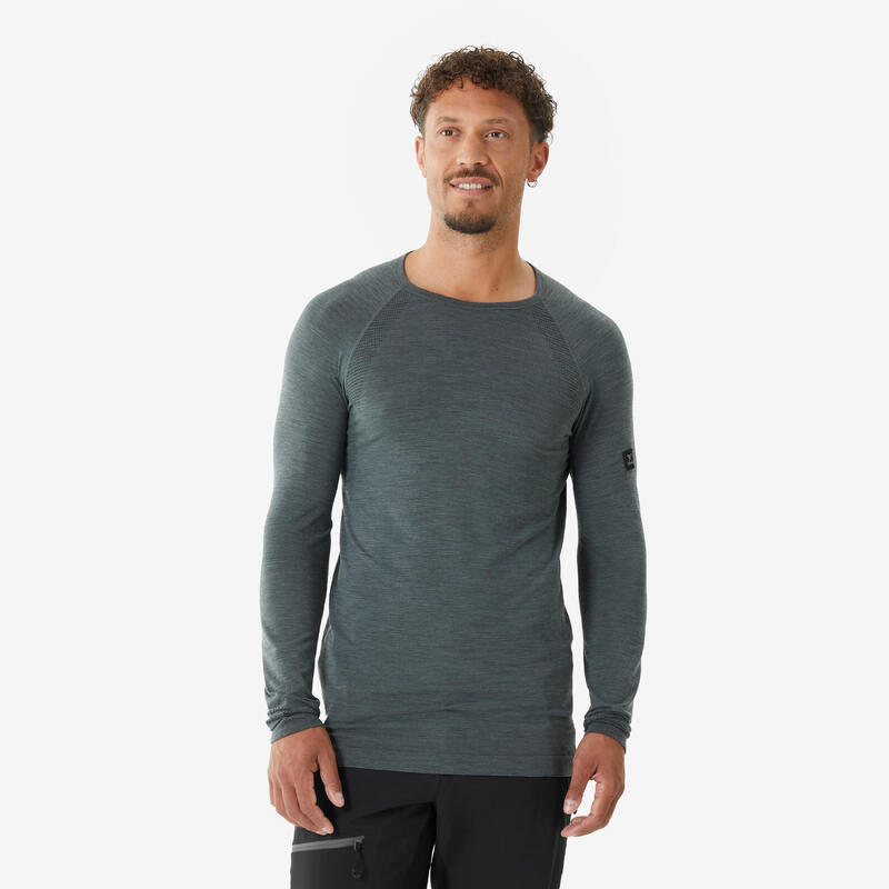 Simond Herren langarm Klettershirt Merinowolle Seamless grau