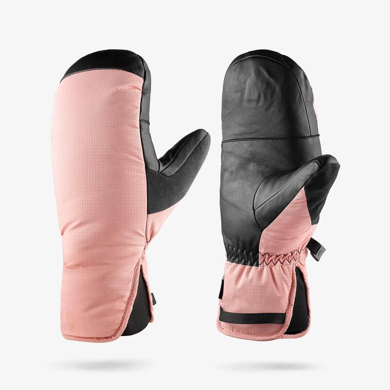 Wedze Skihandschuhe Fäustlinge Erwachsene warm 500 rosa